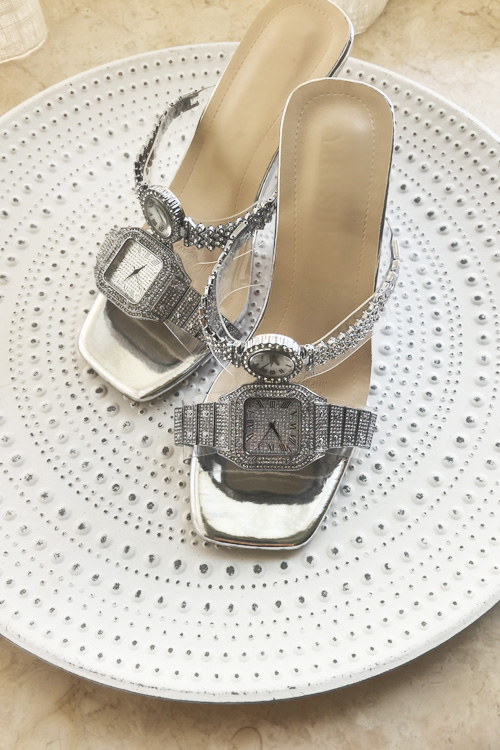 Clear Strap Heel - Design original relógio de cristal sandálias