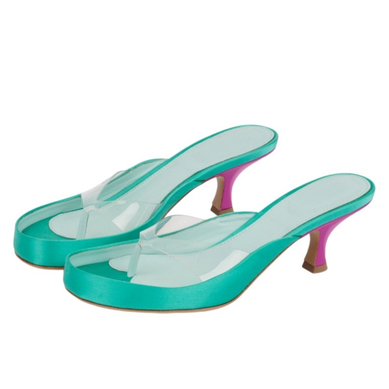 Clear Strap Heel - Sandálias Femininas de Salto Gatinho com