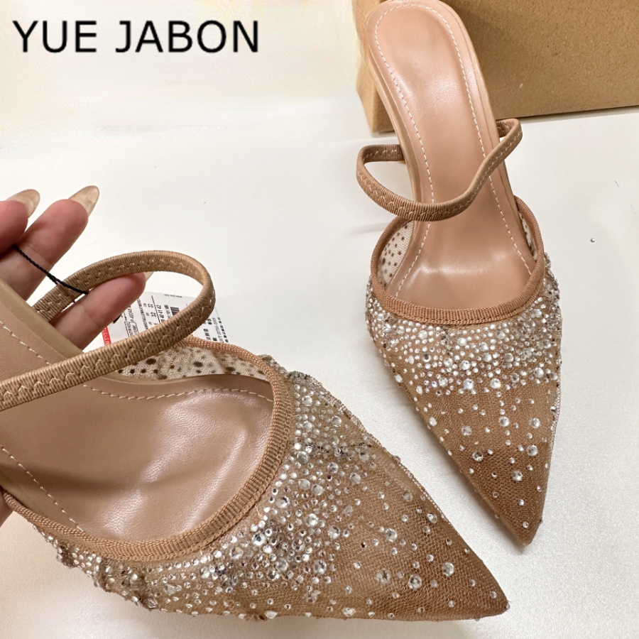 Women Shoes Zara - Malha strass sandálias de salto alto