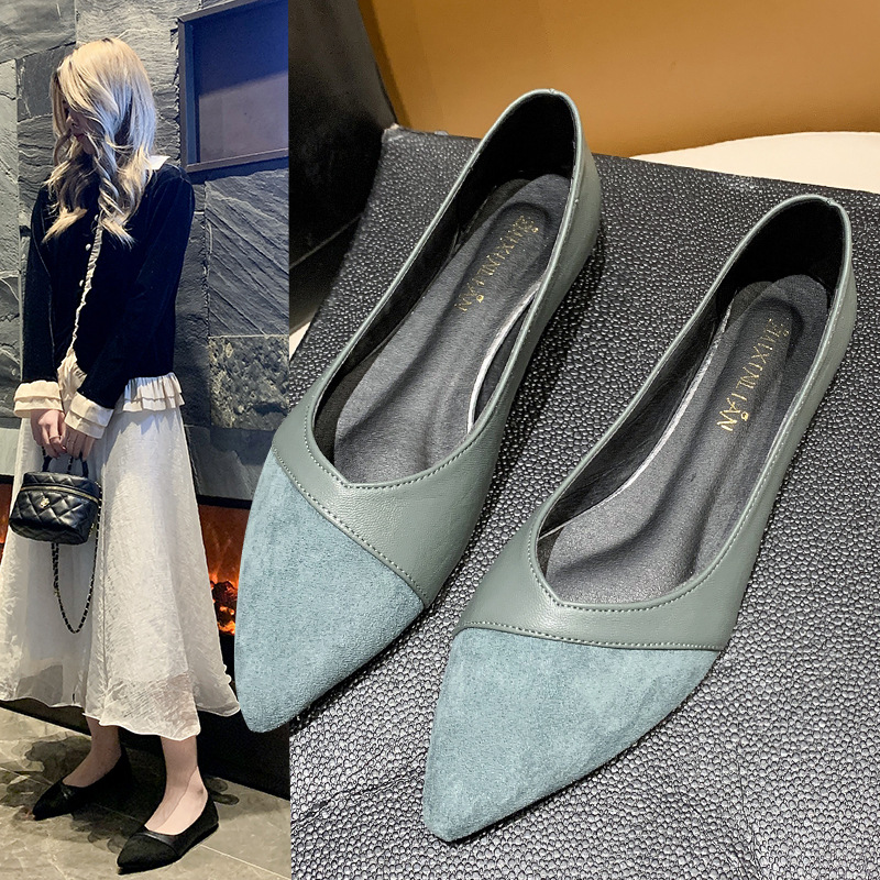 Women'S Shoes For Work - Sapatos planos de couro preto para