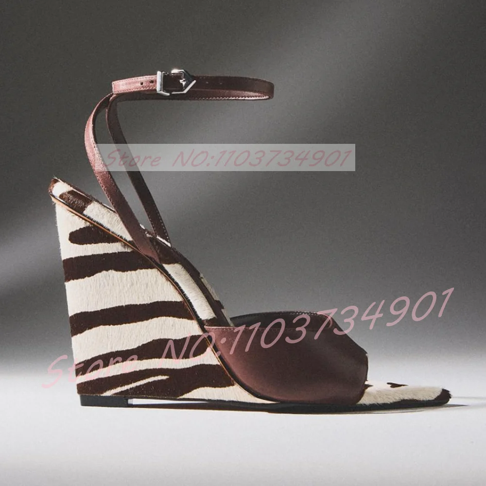 Clear Strap Heel - Sandálias Femininas de Salto Anabela com