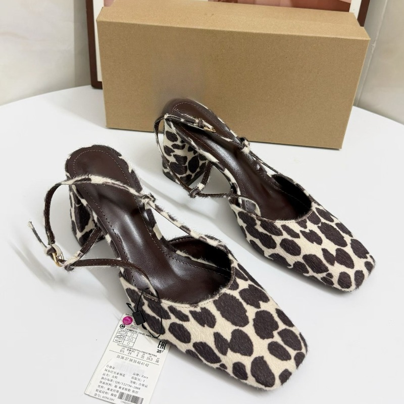 Leopard Print Heels - Sandálias Femininas Vintage com Estampa de