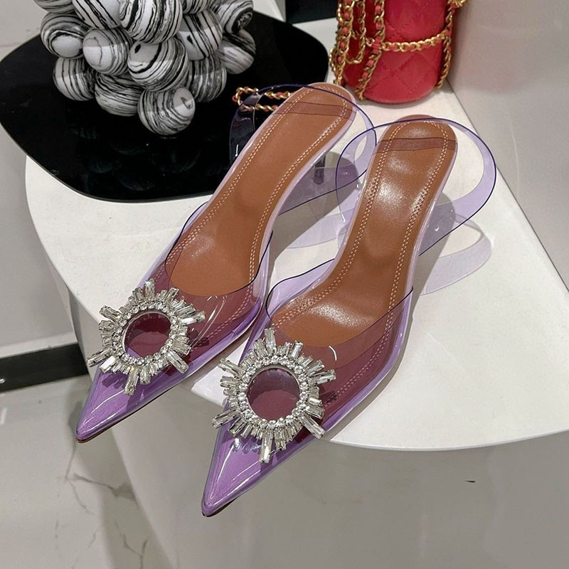 Dedo do pé apontado claro pvc  - Clear Strap Heel avaliação e preço
