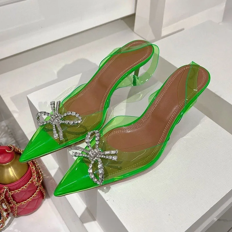 Dedo do pé apontado claro pvc  - Clear Strap Heel avaliação e preço