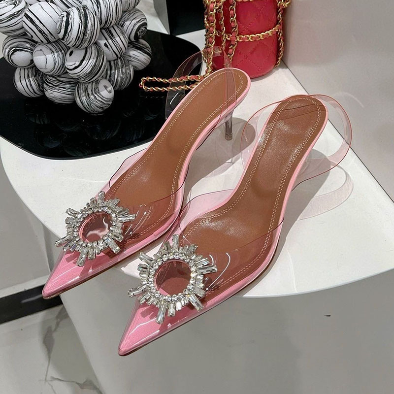 Dedo do pé apontado claro pvc  - Clear Strap Heel avaliação e preço