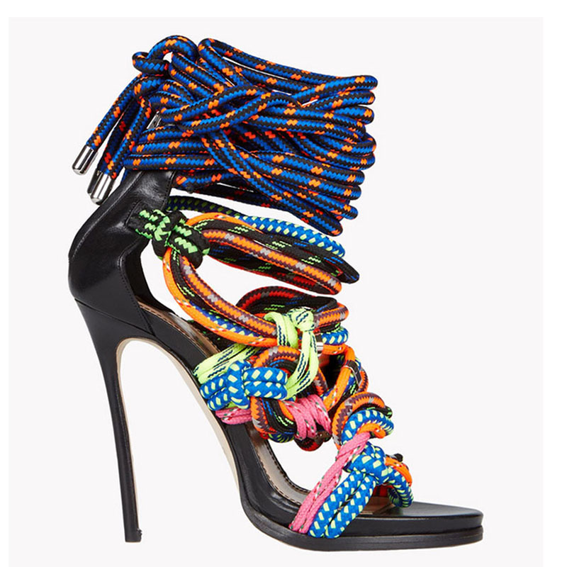 Verão colorido corda cintas nó - Leopard Print Heels avaliação e preço