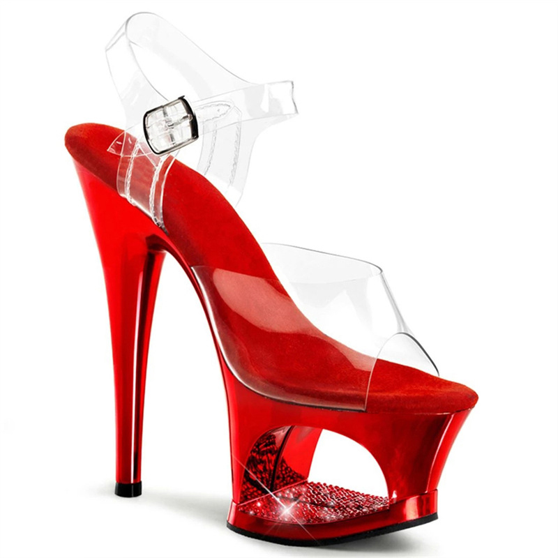 Sandálias de Salto Alto com Pl - Clear Strap Heel avaliação e preço