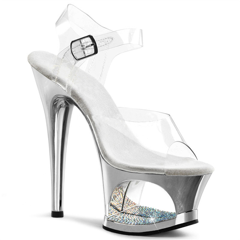 Sandálias de Salto Alto com Pl - Clear Strap Heel avaliação e preço
