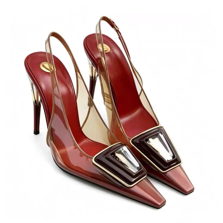 Sapatos Femininos Transparente - Metallic Heel Sandal avaliação e preço