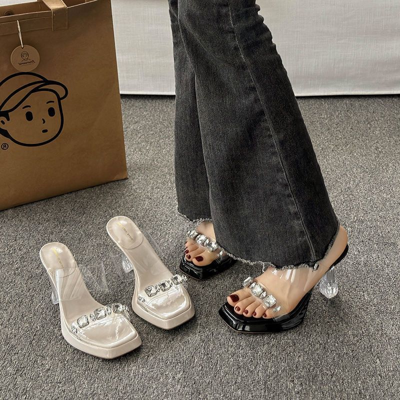 Sandálias Femininas de Uma Alç - Clear Strap Heel avaliação e preço