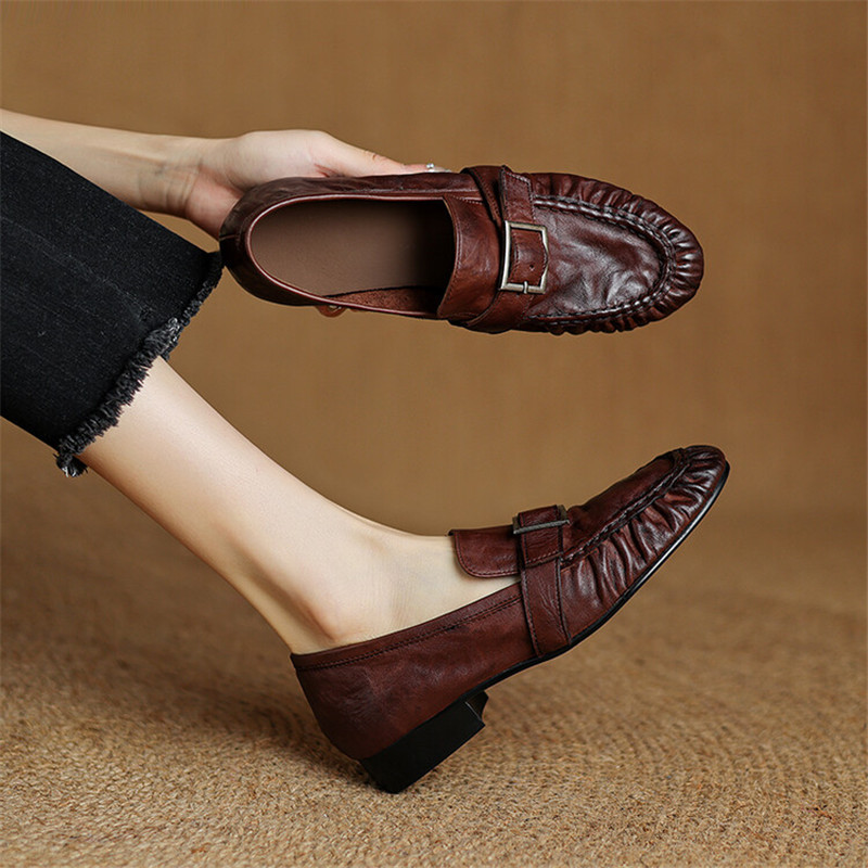 Mocassins de couro genuíno par - Women Shoes With Heels avaliação e preço