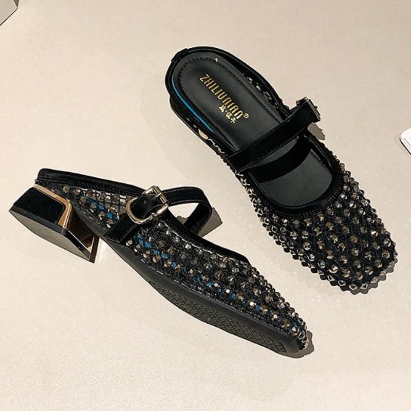Malha strass salto grosso mule - Women Shoes Mules avaliação e preço