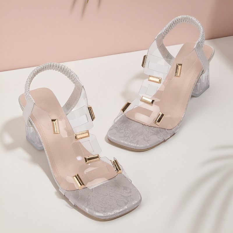 Sandálias Elegantes de Salto B - Clear Strap Heel avaliação e preço