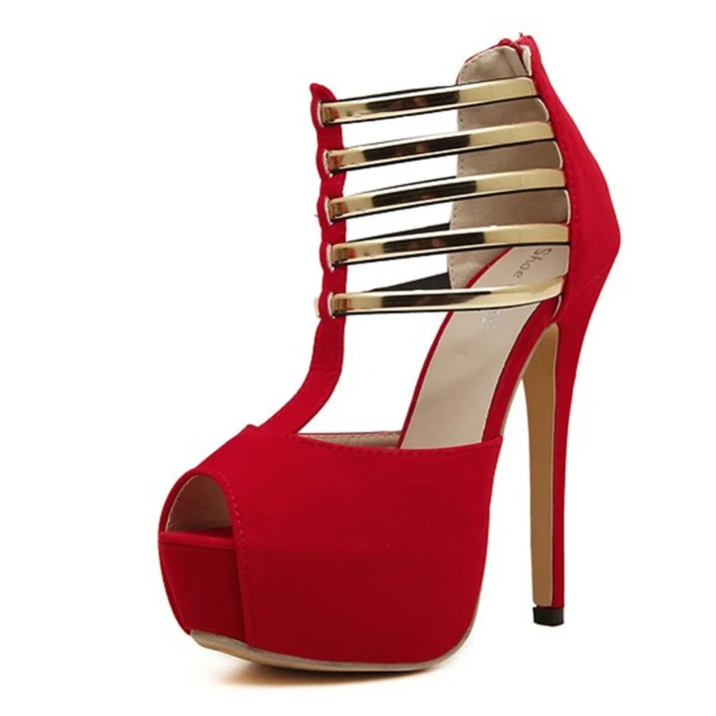 Sapatos Femininos de 13CM, Mod - Metallic Heel Sandal avaliação e preço