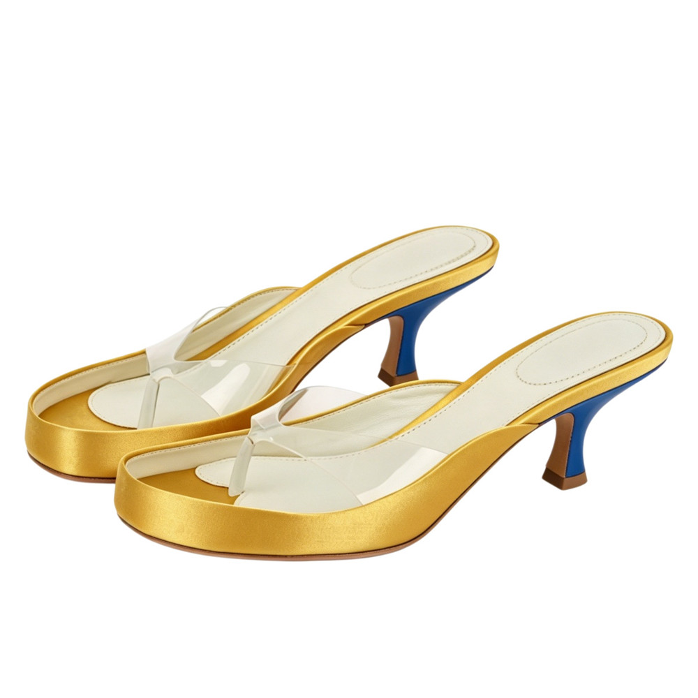 Sandálias Femininas Douradas d - Clear Strap Heel avaliação e preço