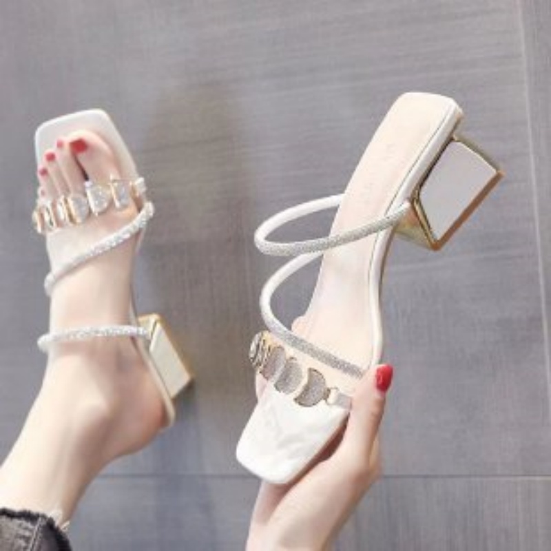 Sandálias Femininas de Verão c - Clear Strap Heel avaliação e preço