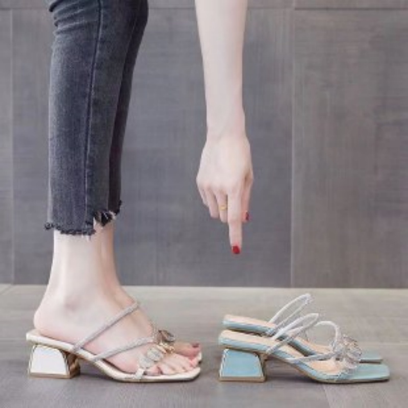 Sandálias Femininas de Verão c - Clear Strap Heel avaliação e preço