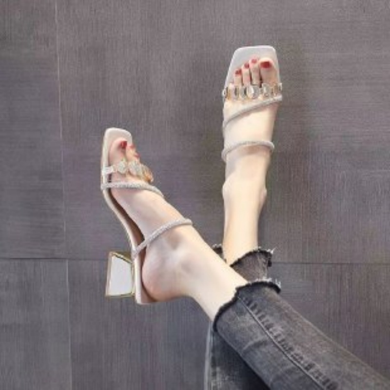 Sandálias Femininas de Verão c - Clear Strap Heel avaliação e preço